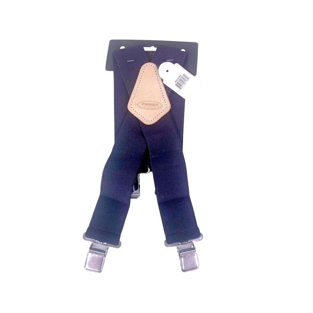Prince Suspenders Mens OS Navy Blue Heavy Duty X-Back Adjustable Work Clips PSB‎